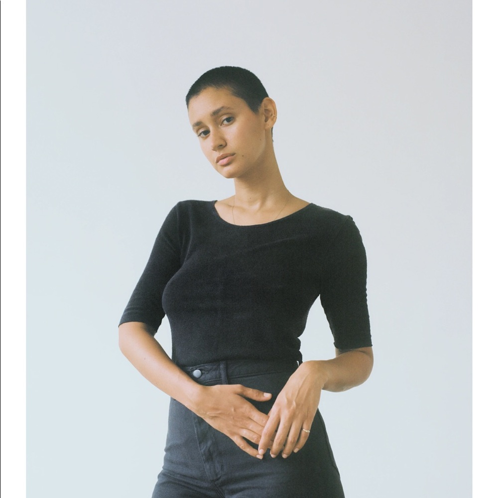 Ozma elbow tee raw silk coffee color. Never worn.